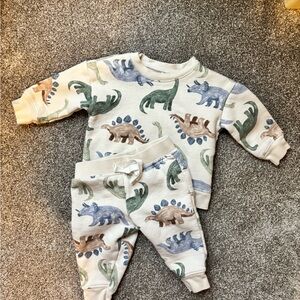 Carter's Long Sleeve Dinosaur Print Shirt - Cream and Green